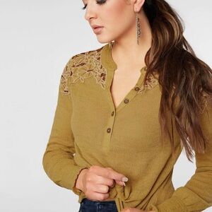 Free People Floral Embroidered Top